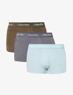 Calvin Klein Branded-waistband Pack Of 3 Stretch-cotton Trunks