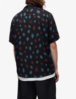 AllSaints Tab Relaxed-fit Recycled Viscose-blend Shirt -AllSain Clothing Shop R04008757 JETBLACK ALT03