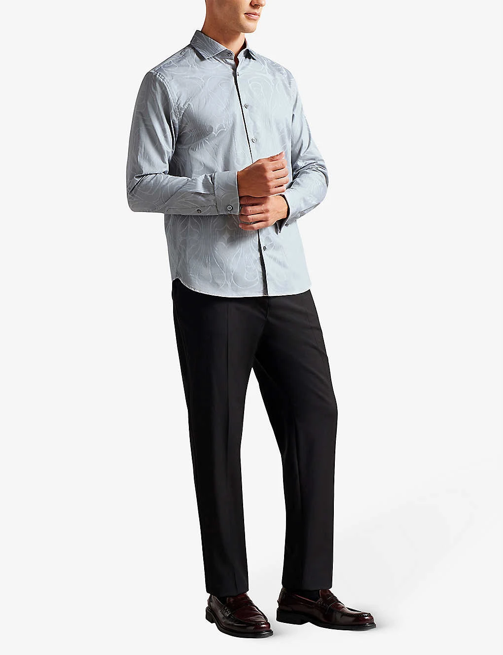 Ted Baker Oxcomb Jacquard-design French Cuff Cotton Shirt 2 Ted Baker Oxcomb Jacquard-design French Cuff Cotton Shirt - Image 2