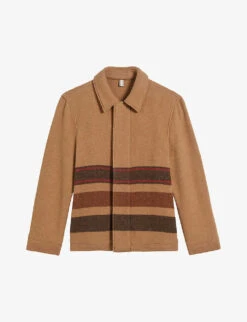 Ted Baker Carlby Striped Collared Recycled Wool-blend Jacket