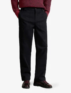 Ted Baker Querrin Leyden-fit Stretch-cotton Twill Trousers -AllSain Clothing Shop R04011353 BLACK ALT02