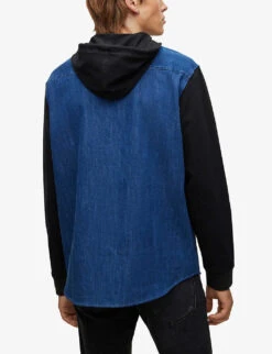 Hugo Leisure Chest-pocket Denim And Jersey Shirt -AllSain Clothing Shop R04012172 LIGHTPASTELBLUE ALT03