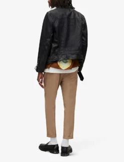 AllSaints Pleated Straight-leg Mid-rise Cotton-blend Trousers -AllSain Clothing Shop R04047282 NUTMEGBROWN ALT03