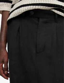 AllSaints Pace Cropped Slim-fit Woven Trousers -AllSain Clothing Shop R04058988 BLACK ALT04