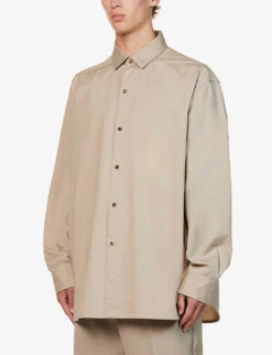 Fear Of God Eternal Pleated-cuff Relaxed-fit Stretch-cotton And Wool-blend Shirt -AllSain Clothing Shop R04059478 DUSTYBEIGE ALT02
