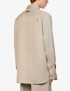 Fear Of God Eternal Pleated-cuff Relaxed-fit Stretch-cotton And Wool-blend Shirt -AllSain Clothing Shop R04059478 DUSTYBEIGE ALT03