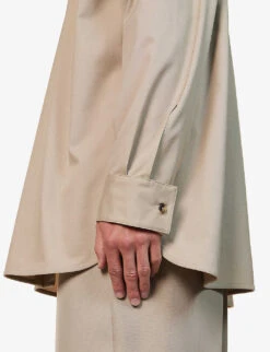 Fear Of God Eternal Pleated-cuff Relaxed-fit Stretch-cotton And Wool-blend Shirt -AllSain Clothing Shop R04059478 DUSTYBEIGE ALT05