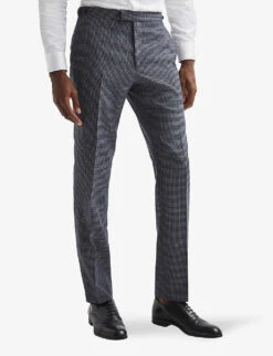 Reiss Leadenhall Dogtooth Straight-leg Mid-rise Wool Trousers 7 Reiss Leadenhall Dogtooth Straight-leg Mid-rise Wool Trousers -AllSain Clothing Shop R04068056 NAVY ALT02