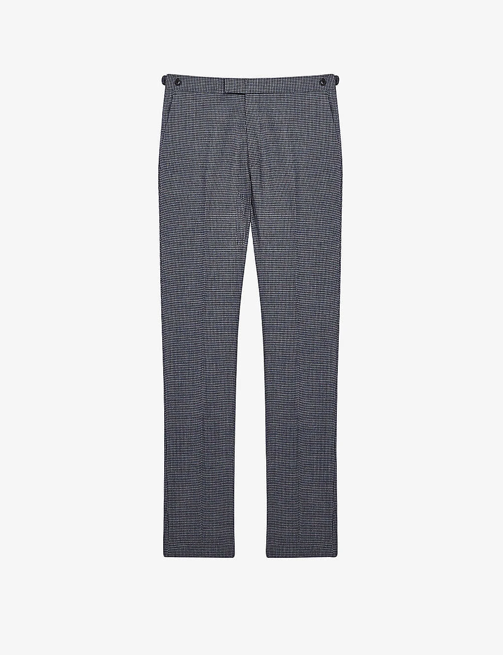 Reiss Leadenhall Dogtooth Straight-leg Mid-rise Wool Trousers 1 Reiss Leadenhall Dogtooth Straight-leg Mid-rise Wool Trousers
