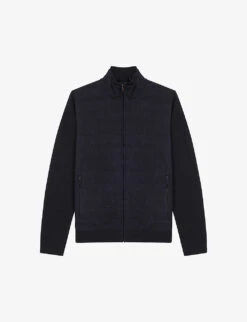 Reiss Meteor Quilted Shell And Knitted Woven Jacket