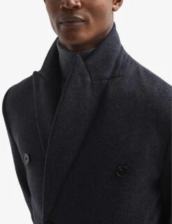 Reiss Reflection Double-breasted Peak-lapel Wool-blend Coat -AllSain Clothing Shop R04068268 AIRFORCEBLUEM ALT04