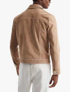 Reiss Noa Suede Trucker Jacket -AllSain Clothing Shop R04068321 SAND ALT03