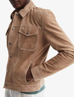 Reiss Noa Suede Trucker Jacket -AllSain Clothing Shop R04068321 SAND ALT04