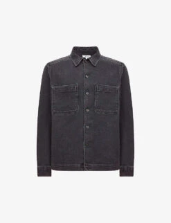 Reiss Tempo Button-through Faded Stretch-denim Overshirt