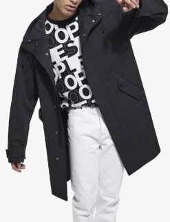 THE KOOPLES Drawstring Hood Cotton-blend Parka Coat -AllSain Clothing Shop R04070824 BLA01 ALT02