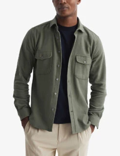 Reiss Burley Twin-pocket Stretch-woven Overshirt -AllSain Clothing Shop R04075249 KHAKI ALT02
