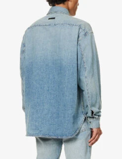 Fear Of God Brand-patch Contrast-stitch Regular-fit Denim Shirt -AllSain Clothing Shop R04075941 5YEARINDIGO ALT03