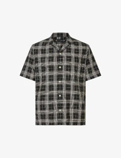 AllSaints Checked Short-sleeved Cotton-blend Shirt