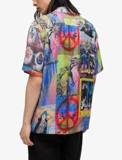 AllSaints Graphic-print Relaxed-fit Woven Shirt 8 AllSaints Graphic-print Relaxed-fit Woven Shirt -AllSain Clothing Shop R04080467 HONEYDEWYELLO ALT03