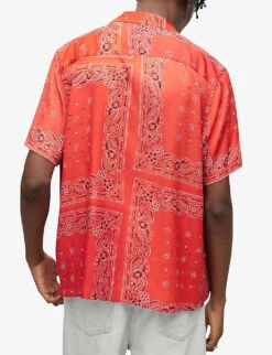AllSaints Tikal Graphic-print Woven Shirt -AllSain Clothing Shop R04080468 RUBYRED ALT03