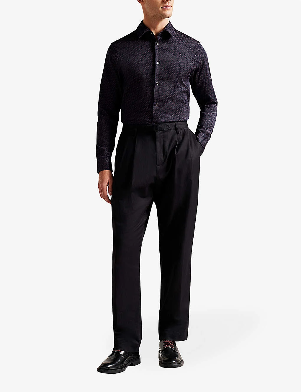 Ted Baker Matlock Geometric Moth-print Stretch-cotton Shirt 2 Ted Baker Matlock Geometric Moth-print Stretch-cotton Shirt - Image 2