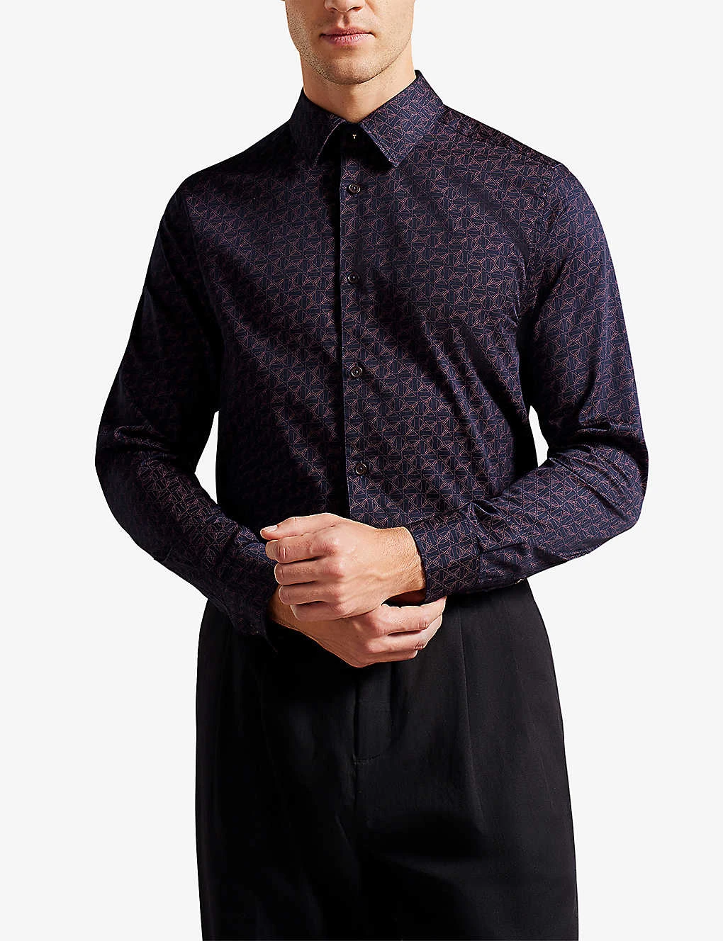 Ted Baker Matlock Geometric Moth-print Stretch-cotton Shirt 3 Ted Baker Matlock Geometric Moth-print Stretch-cotton Shirt - Image 3