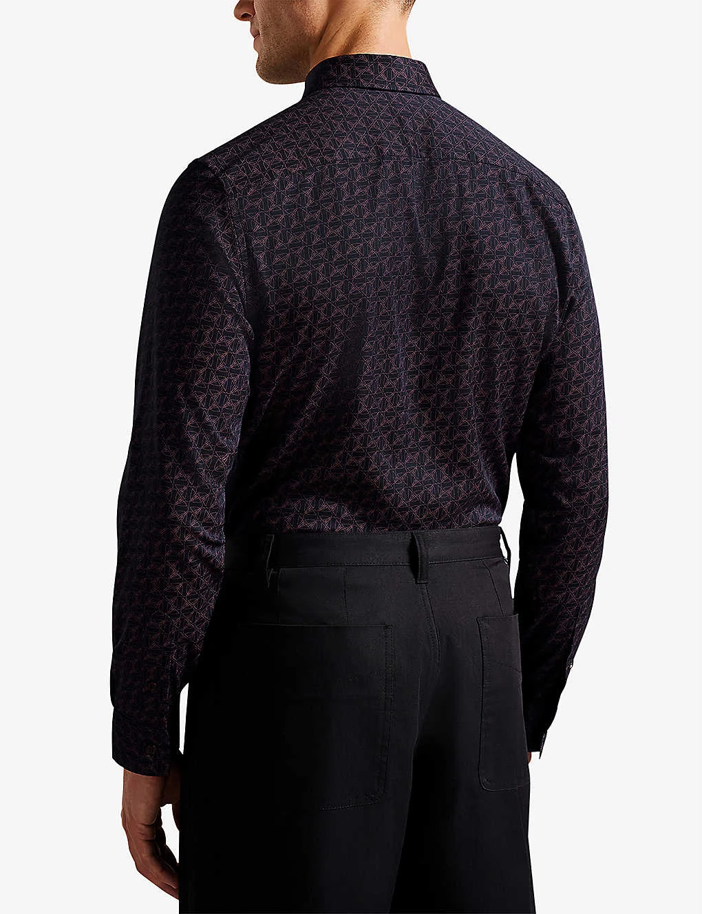 Ted Baker Matlock Geometric Moth-print Stretch-cotton Shirt 4 Ted Baker Matlock Geometric Moth-print Stretch-cotton Shirt - Image 4