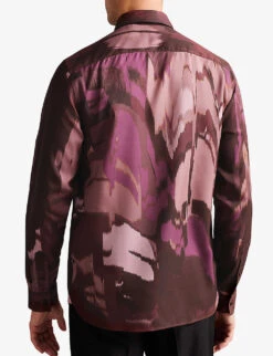 Ted Baker Mordun Abstract-print Lyocell Shirt 7 Ted Baker Mordun Abstract-print Lyocell Shirt -AllSain Clothing Shop R04081015 MAROON ALT03