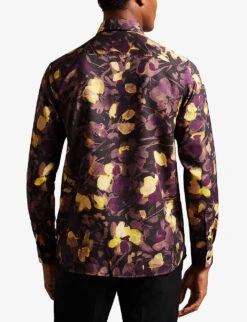 Ted Baker Watercolour Floral-print Regular-fit Woven Shirt -AllSain Clothing Shop R04081016 MULTICOL ALT03