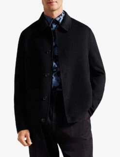 Ted Baker Collared Regular-fit Wool-blend Jacket -AllSain Clothing Shop R04081028 NAVY ALT02