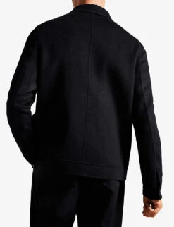 Ted Baker Collared Regular-fit Wool-blend Jacket -AllSain Clothing Shop R04081028 NAVY ALT03