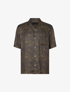 AllSaints Caiman Snake-print Recycled Lenzing And Viscose-blend Shirt