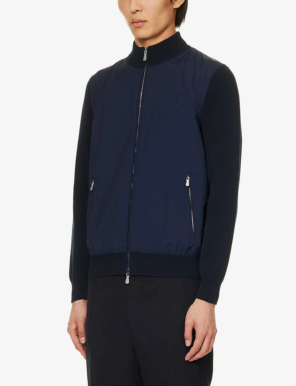 ELEVENTY Stand-collar Zip-up Relaxed-fit Wool And Cotton-blend Jacket 3 ELEVENTY Stand-collar Zip-up Relaxed-fit Wool And Cotton-blend Jacket - Image 3