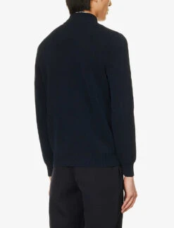 ELEVENTY Stand-collar Zip-up Relaxed-fit Wool And Cotton-blend Jacket 8 ELEVENTY Stand-collar Zip-up Relaxed-fit Wool And Cotton-blend Jacket -AllSain Clothing Shop R04082555 BLUEBLUE ALT03