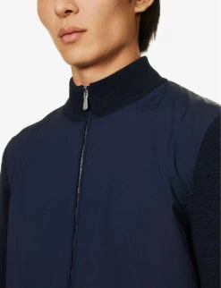 ELEVENTY Stand-collar Zip-up Relaxed-fit Wool And Cotton-blend Jacket 9 ELEVENTY Stand-collar Zip-up Relaxed-fit Wool And Cotton-blend Jacket -AllSain Clothing Shop R04082555 BLUEBLUE ALT04