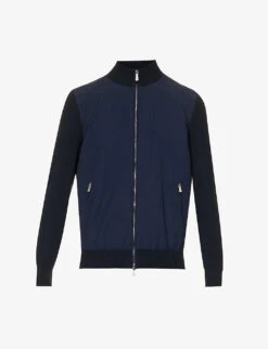 ELEVENTY Stand-collar Zip-up Relaxed-fit Wool And Cotton-blend Jacket