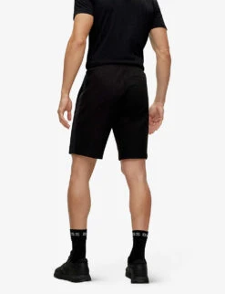 Boss Logo-tape Regular-fit Cotton-blend Jersey Shorts -AllSain Clothing Shop R04086044 BLACK ALT03