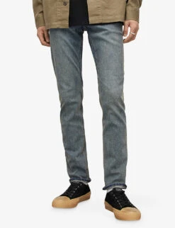 AllSaints Rex Faded Slim-fit Stretch-denim Jeans 7 AllSaints Rex Faded Slim-fit Stretch-denim Jeans -AllSain Clothing Shop R04086648 VINTAGEINDIGO ALT02