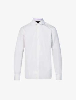 Spread-collar Regular-fit Cotton Shirt