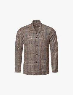 ETON Hopsack Check-print Regular-fit Linen Shirt