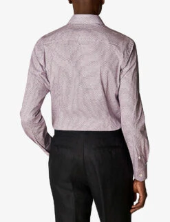 ETON Coffee Micro-print Slim-fit Cotton-twill Shirt -AllSain Clothing Shop R04088454 PINK ALT02