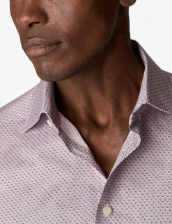 ETON Coffee Micro-print Slim-fit Cotton-twill Shirt -AllSain Clothing Shop R04088454 PINK ALT03