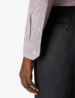 ETON Coffee Micro-print Slim-fit Cotton-twill Shirt -AllSain Clothing Shop R04088454 PINK ALT04