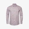 ETON Coffee Micro-print Slim-fit Cotton-twill Shirt