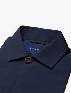 ETON Pocket-embellished Collared Regular-fit Cotton-poplin Shirt -AllSain Clothing Shop R04088471 NAVYBLUE ALT06