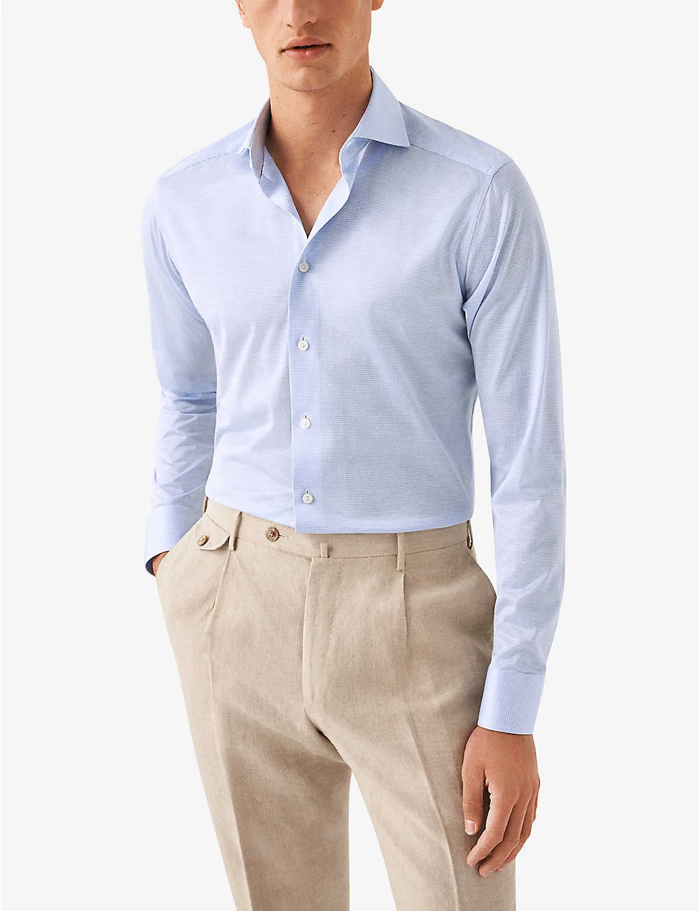 ETON Business Casual Jacquard-pattern Contemporary-fit Cotton-blend Shirt 2 ETON Business Casual Jacquard-pattern Contemporary-fit Cotton-blend Shirt - Image 2