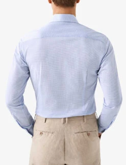 ETON Business Casual Jacquard-pattern Contemporary-fit Cotton-blend Shirt 10 ETON Business Casual Jacquard-pattern Contemporary-fit Cotton-blend Shirt -AllSain Clothing Shop R04088486 LIGHTBLUE ALT02
