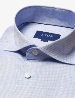 ETON Business Casual Jacquard-pattern Contemporary-fit Cotton-blend Shirt 14 ETON Business Casual Jacquard-pattern Contemporary-fit Cotton-blend Shirt -AllSain Clothing Shop R04088486 LIGHTBLUE ALT06