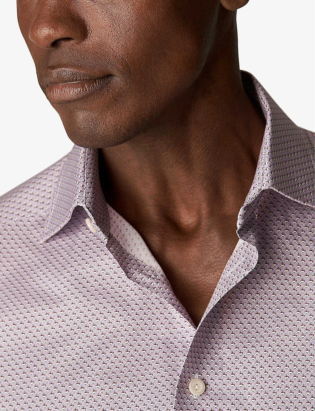 ETON Coffee Micro-print Contemporary-fit Cotton-twill Shirt 4 ETON Coffee Micro-print Contemporary-fit Cotton-twill Shirt - Image 4