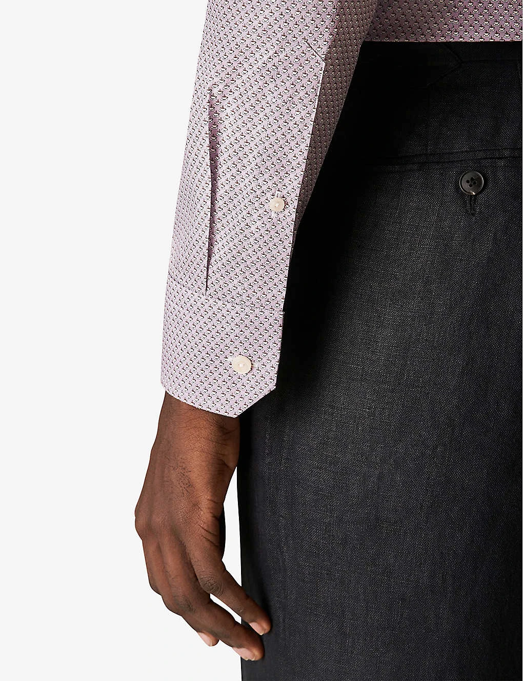 ETON Coffee Micro-print Contemporary-fit Cotton-twill Shirt 5 ETON Coffee Micro-print Contemporary-fit Cotton-twill Shirt - Image 5